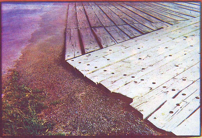 Wayne Riggs © 1975, Title : Boardwalk ,5 x 7 in. Photograph , Kwik Proof, in camera color seperation ,reconstruction of color, collection of the artist.