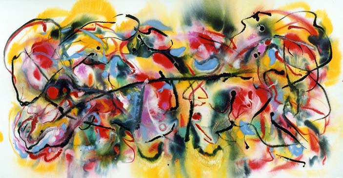 Wayne Riggs  © 1998, Watercolor, gouache, dry pigments,  57 cm. x 105 cm. (22 1/2 x 41 3/8 in) collection of the artist.