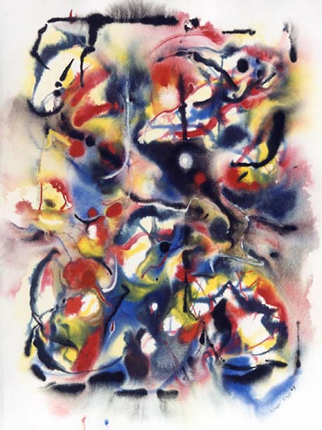 Wayne Riggs  1998, Watercolor, gouache, dry pigments,   76 cm.x56 cm. (30 x 22 in.) private collection.
